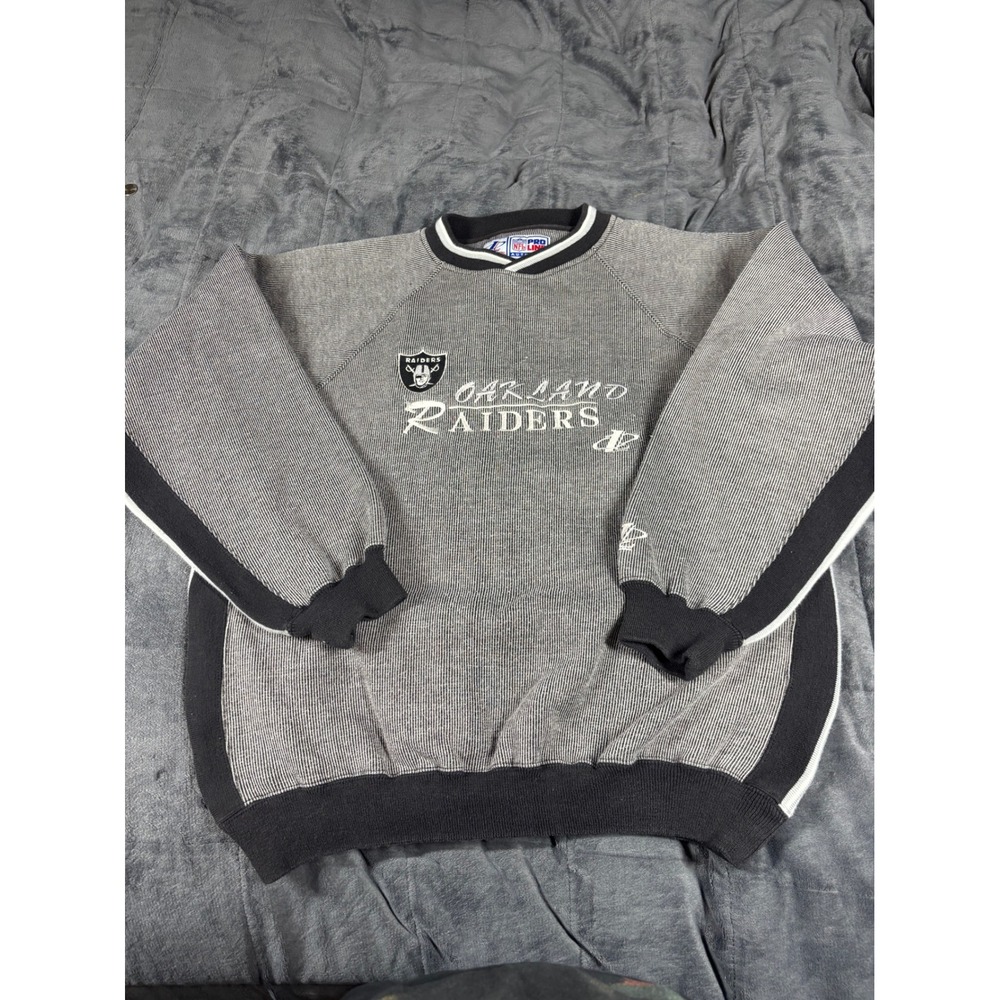 Vintage Logo Athletic Oakland Raiders NFL Pro Line Sweatshirt‎ Mens Large Grey